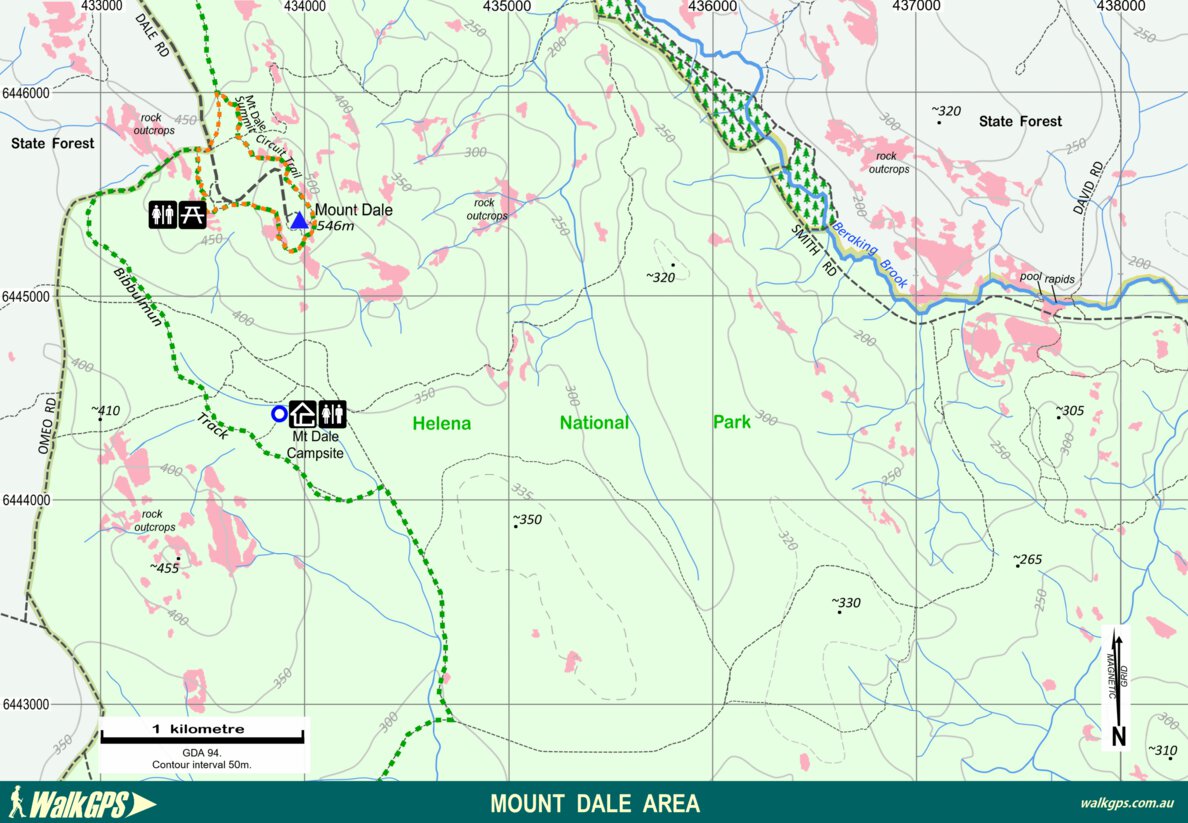 WalkGPS - Mount Dale Walk Area - Darling Range Map by WalkGPS | Avenza Maps