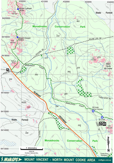 WalkGPS - Mount Vincent-North Mount Cooke Walk Area Preview 1