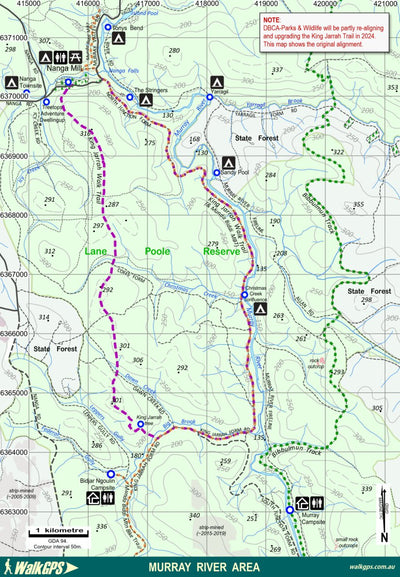 WalkGPS WalkGPS - Murray River Walk Area - Lane Poole Reserve digital map