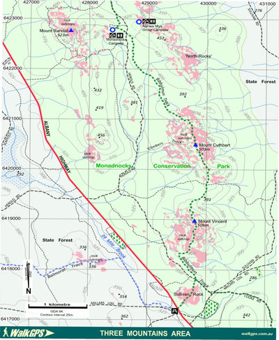 WalkGPS - Three Mountains Walk Area - Darling Range Preview 1