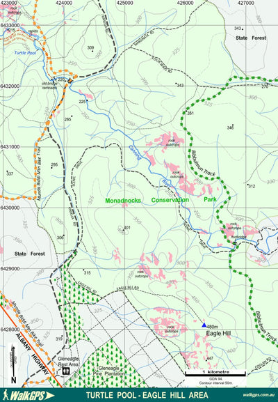 WalkGPS WalkGPS - Turtle Pool-Eagle Hill Walk Area - Darling Range digital map