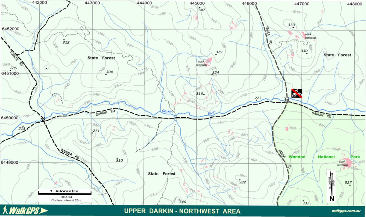 WalkGPS - Upper Darkin NW Walk Area - Darling Range Map by WalkGPS ...