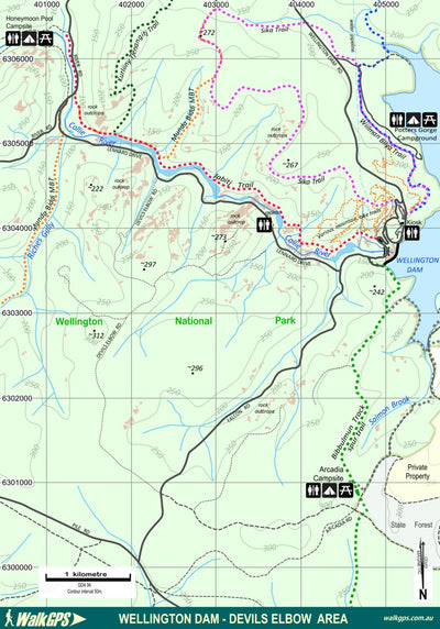 WalkGPS WalkGPS - Wellington Dam - Devils Elbow Walk Area - Wellington National Park digital map