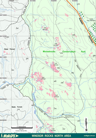 WalkGPS WalkGPS - Windsor Rocks North Walk Area - Darling Range digital map