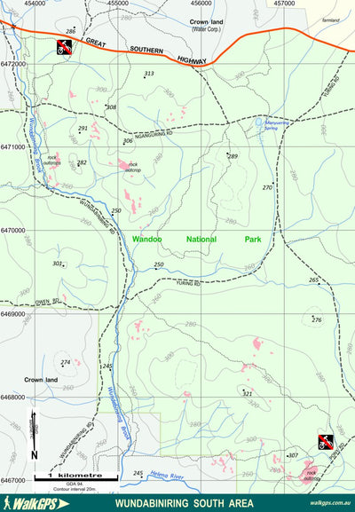 WalkGPS WalkGPS - Wundabiniring South Walk Area - Darling Range digital map