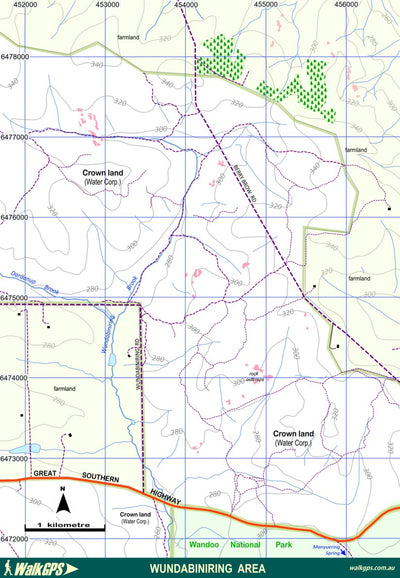 WalkGPS WalkGPS - Wundabiniring Walk Area - Darling Range digital map