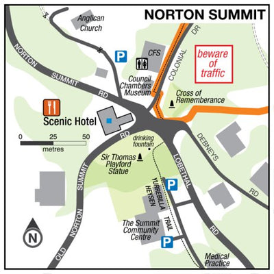 Walking SA Adelaide100 Section 4B Inset - town of Norton Summit digital map