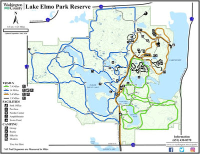 Washington County Parks, MN Lake Elmo Park Reserve Summer Map digital map