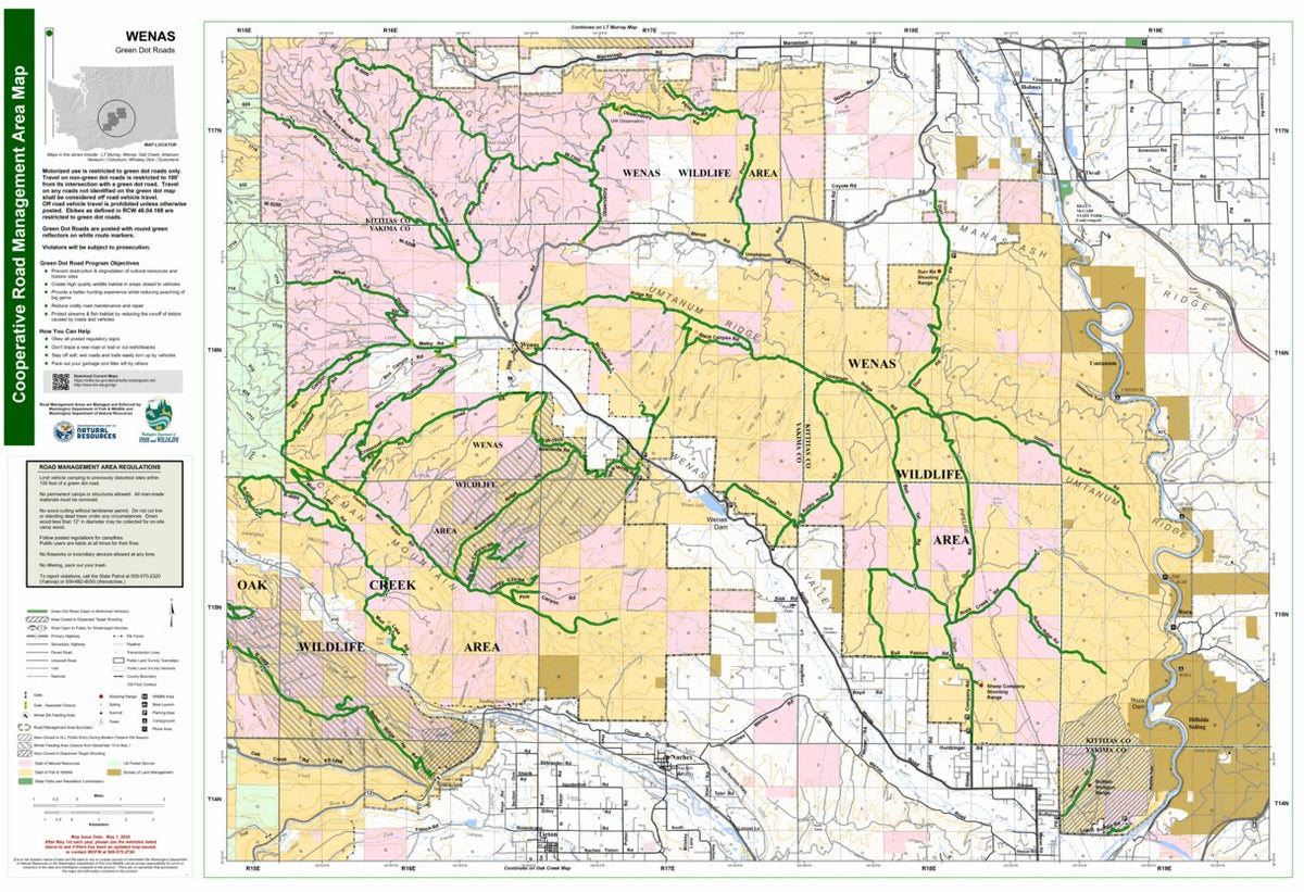 Wenas Green Dot Road Map by Washington State Department of Natural ...