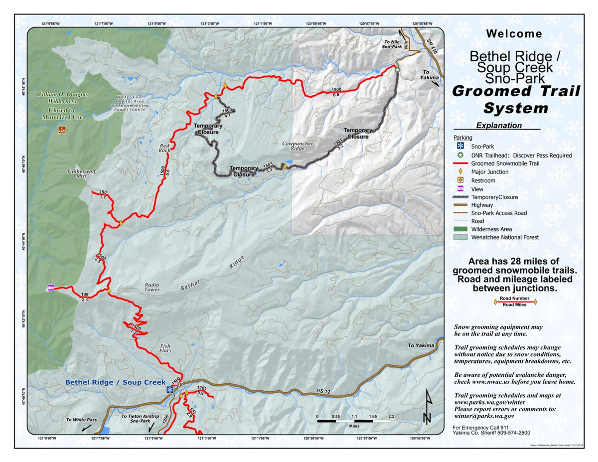 Bethel Ridge / Soup Creek Sno-Park Map by Washington State Parks ...