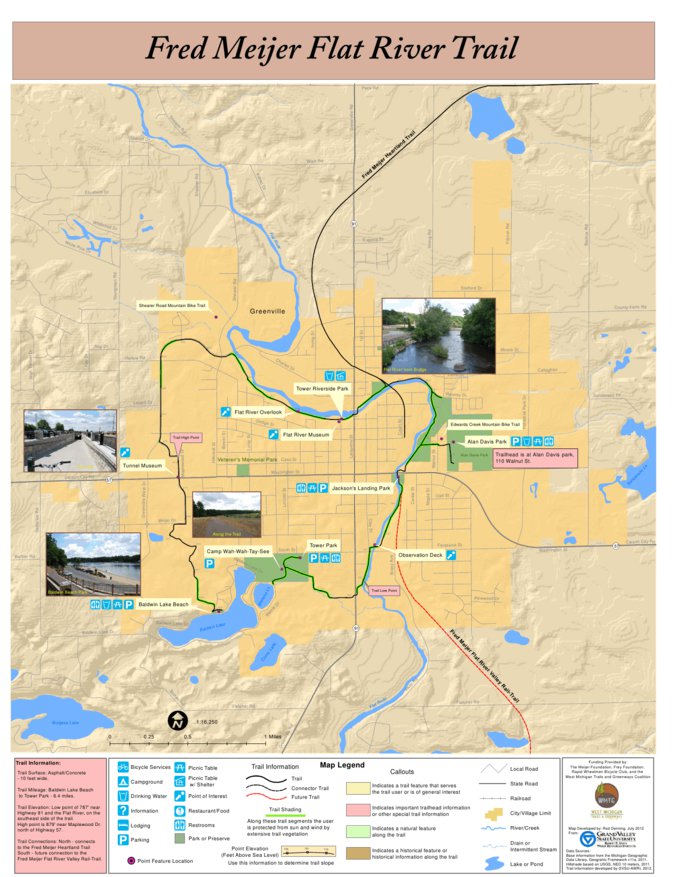 Fred Meijer Flat River Trail Map by West Michigan Trails and Greenways