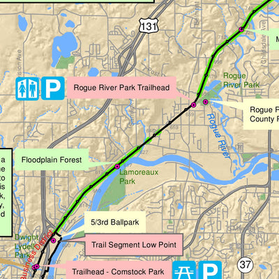 West Michigan Trails and Greenways Coalition Fred Meijer White Pine Trail - Comstock Park to Howard City digital map