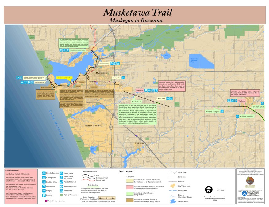 Musketawa Trail from Muskegon to Ravenna Map by West Michigan Trails ...