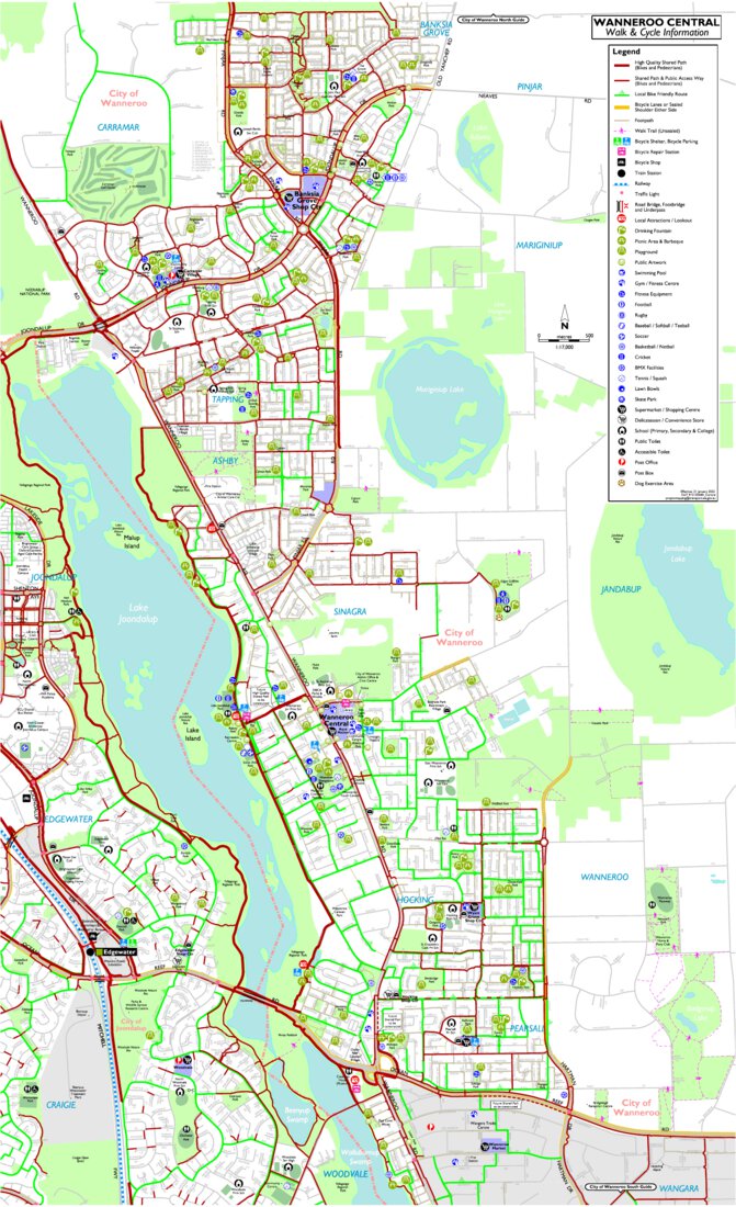 City of Wanneroo - Central Walking Cycling Map by Western Australia ...