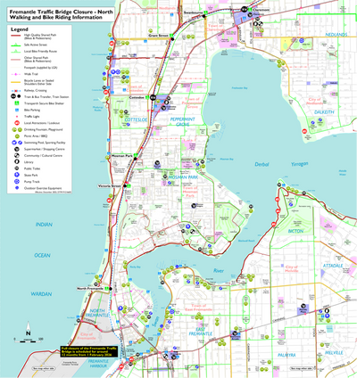 Fremantle Traffic Bridge Closure - North map - Walk, wheel, ride. Preview 1