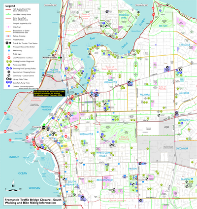 Fremantle Traffic Bridge Closure - South map - Walk, wheel, ride. Preview 1