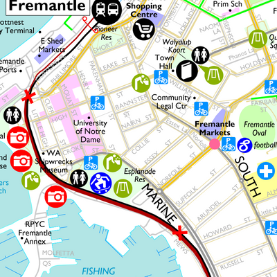 Fremantle Traffic Bridge Closure - South map - Walk, wheel, ride. Preview 3