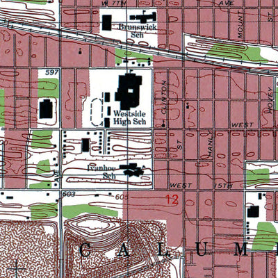Western Michigan University IN-Highland: Authoritative US Topos 1991 digital map