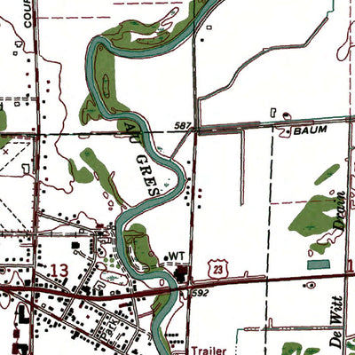 Western Michigan University MI-Au Gres: Authoritative US Topos 1966 digital map