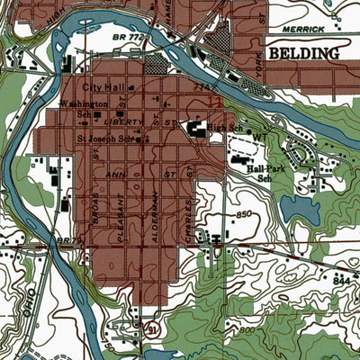 Western Michigan University MI-Belding: Authoritative US Topos 1972 digital map