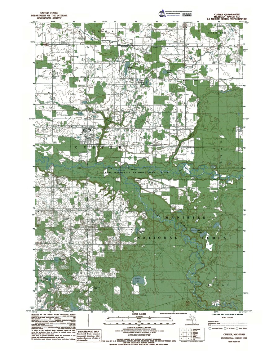 MI-Custer: Authoritative US Topos 1987 Map by Western Michigan ...