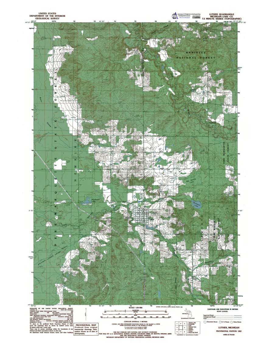 MI-Luther: Authoritative US Topos 1987 Map by Western Michigan ...
