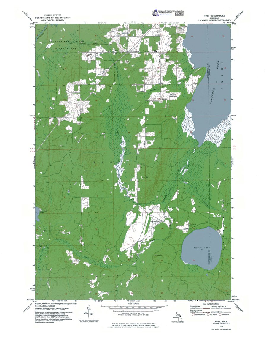 MI-Rust: Authoritative US Topos 1972 Map by Western Michigan University ...