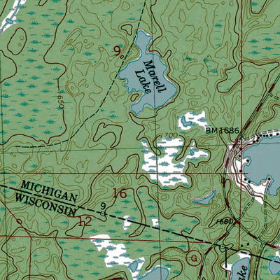 Western Michigan University MI-WI-Chaney Lake: Authoritative US Topos 1982 digital map