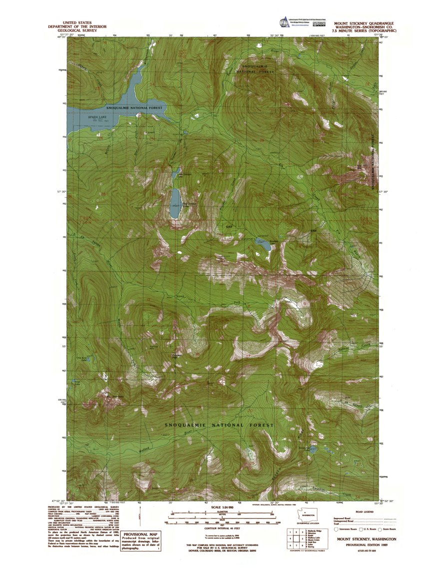 WA-Mount Stickney: Authoritative US Topos 1989 Map by Western Michigan ...