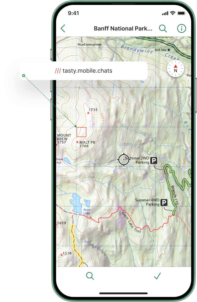 what3words being used to navigate within the Avenza Maps mobile app