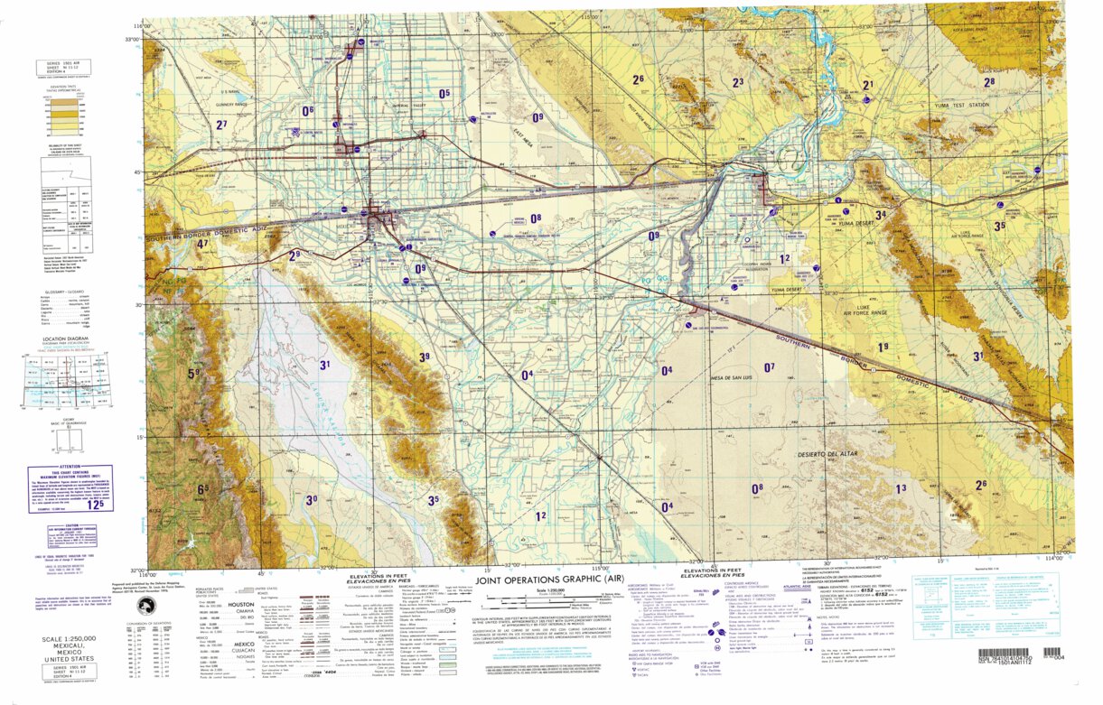 1981 Map Mexicali, 1981, 4th edition of JOG Air NI-11-12 at 250000 scale Map by ...