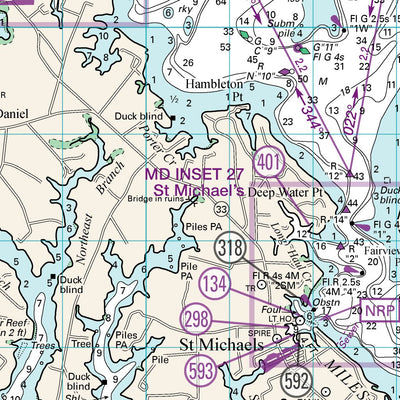 Williams & Heintz Map Corporation Eastern Chesapeake Bay, Miles and Choptank Rivers digital map