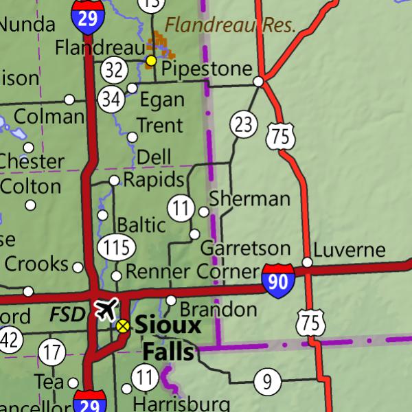 South Dakota Highway Map By World Sites Atlas Avenza Maps