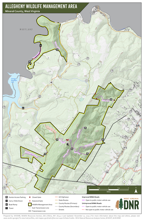 Allegheny Wildlife Management Area Map by WV Division of Natural