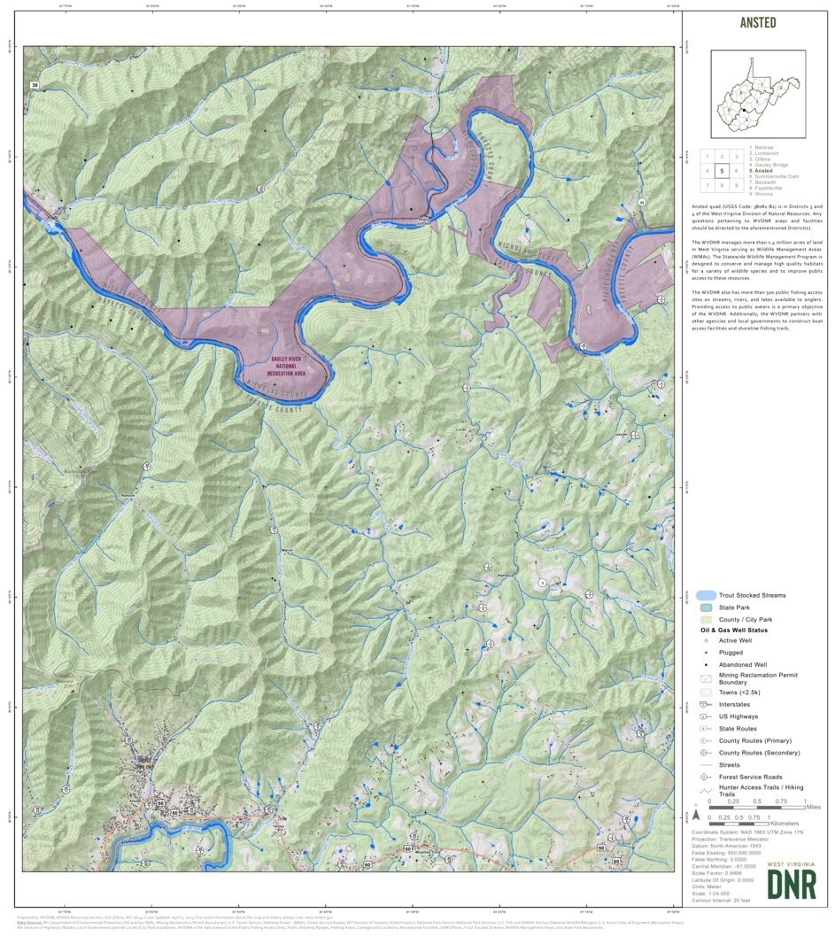 Ansted Quad Topo WVDNR Map by WV Division of Natural Resources Avenza Maps