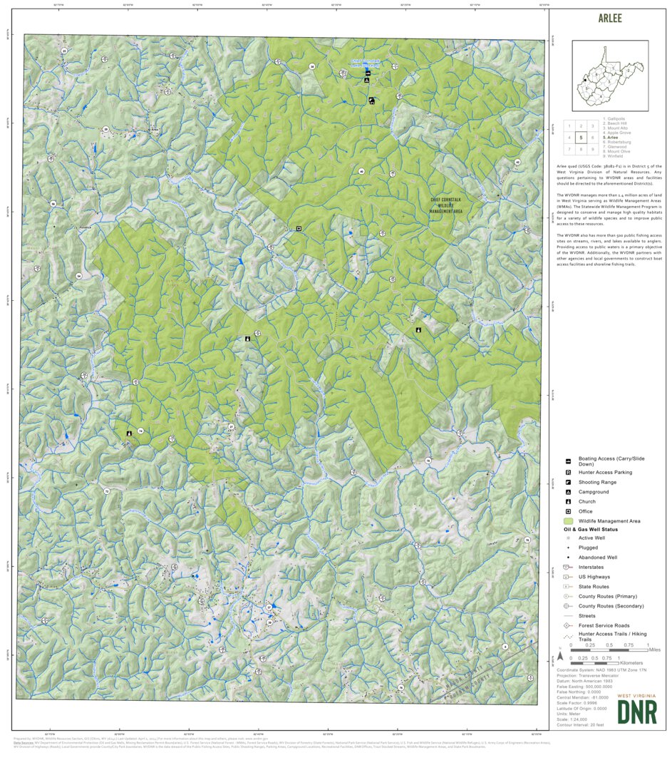 Arlee Quad Topo - WVDNR Map by WV Division of Natural Resources ...