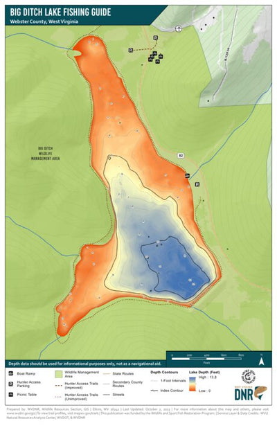 WV Division of Natural Resources Big Ditch Lake Fishing Guide digital map
