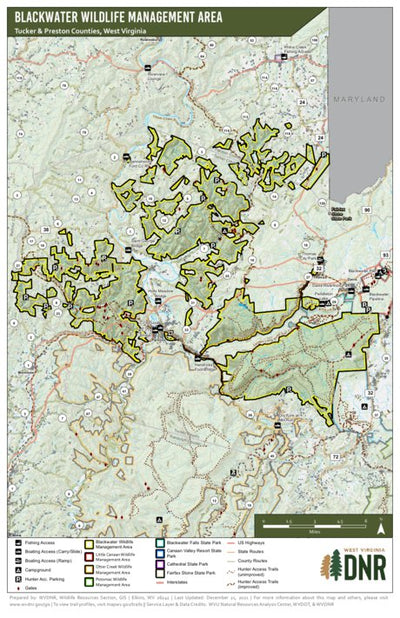 WV Division of Natural Resources Blackwater Wildlife Management Area digital map