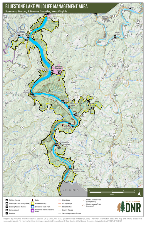 Bluestone Lake Wildlife Management Area Map by WV Division of Natural ...