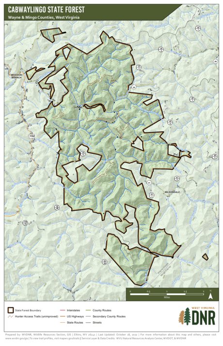 WV Division of Natural Resources Cabwaylingo State Forest digital map