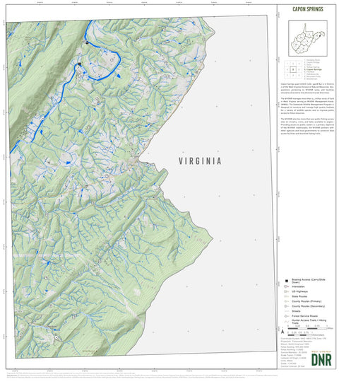 WV Division of Natural Resources Capon Springs Quad Topo - WVDNR digital map