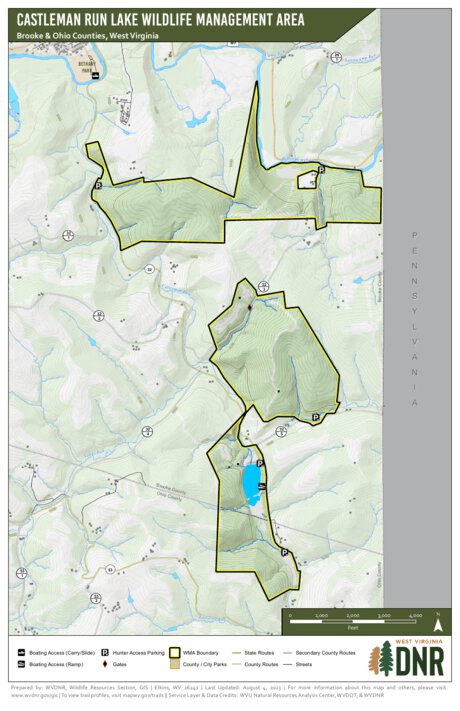 WV Division of Natural Resources Castleman Run Lake Wildlife Management Area digital map