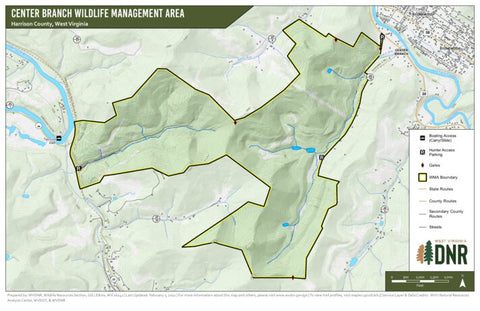 WV Division of Natural Resources Center Branch Wildlife Management Area digital map
