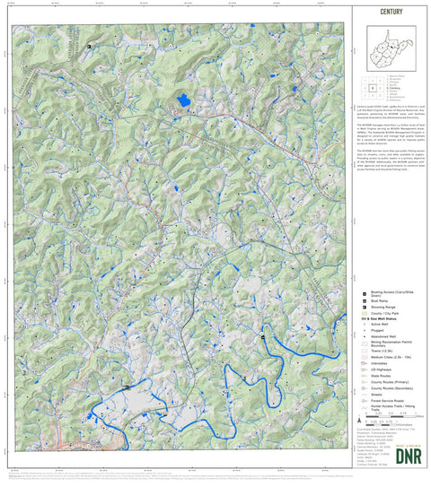WV Division of Natural Resources Century Quad Topo - WVDNR digital map
