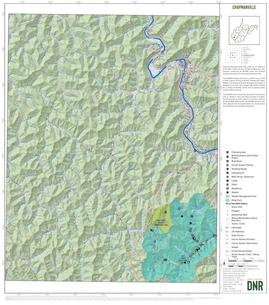 Chapmanville Quad Topo - WVDNR Map by WV Division of Natural Resources ...