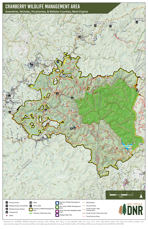 Cranberry Wildlife Management Area Map by WV Division of Natural ...