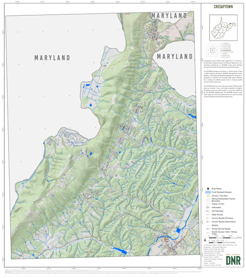 WV Division of Natural Resources Cresaptown Quad Topo - WVDNR digital map