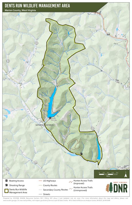 WV Division of Natural Resources Dents Run Wildlife Management Area digital map