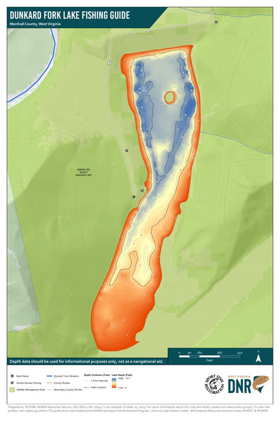 WV Division of Natural Resources Dunkard Fork Lake Fishing Guide (Large) digital map