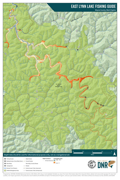 WV Division of Natural Resources East Lynn Lake Fishing Guide (Large) digital map